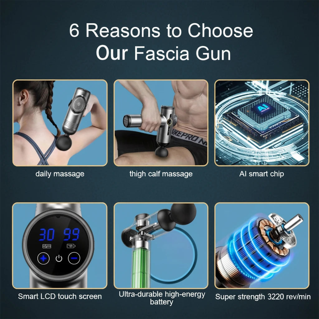 Pistola de Masaje Muscular Profesional — 99 Niveles de Intensidad