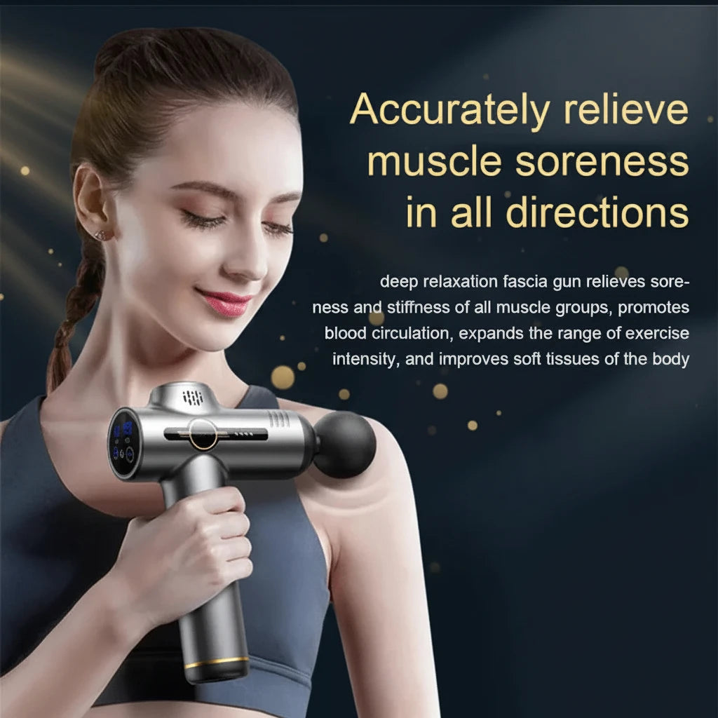 Pistola de Masaje Muscular Profesional — 99 Niveles de Intensidad